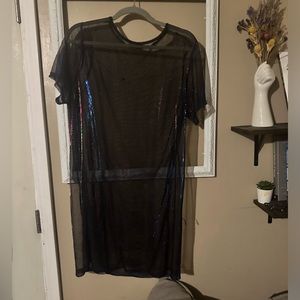 Festival dress - sheer oil slick mini teeshirt dress
